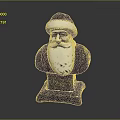 Game and Movie Character Santa Claus Bust Sculpture With White Beard Black Hat And Base