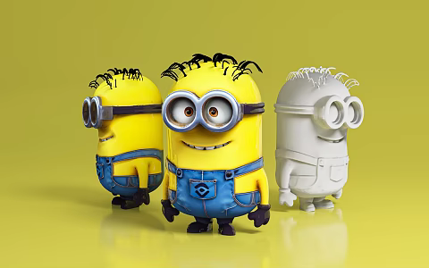Minions Huang Doudou Big Eyes Meng Dad Cartoon Props Ornaments Print Hand-held Decorative Atmosphere Pin-in US IP AI 3d model