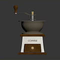Vintage Coffee Grinder With Wooden Handle Metal Grinding Bowl And Base Featuring COFFEE Lettering