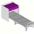 Portable Bed Structure With Purple Canopy And Metal Frame On Wheels 3d model