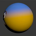 Shiny Round Spherical Surprised Emoji With Blue And Yellow Gradient Shocked Expression 3d model