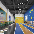 CSSTAR Kids Fitness Training Indoor Area With Colorful Tracks And Wall Decorations