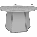 Modern Minimalist Round Wooden Dining Table With Hexagonal Woven Rattan Base 3d model
