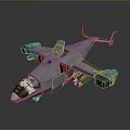 Realistic Detailed Gray Military Aircraft Model With Cockpit Wings And Engines