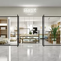 Modern Lifestyle Storefront Featuring Glass Doors Shelves Furniture Display and Green Plants