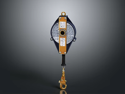 Black and Yellow Safety Fall Arrest Device With Metal Hook And Warning Lights 3d model