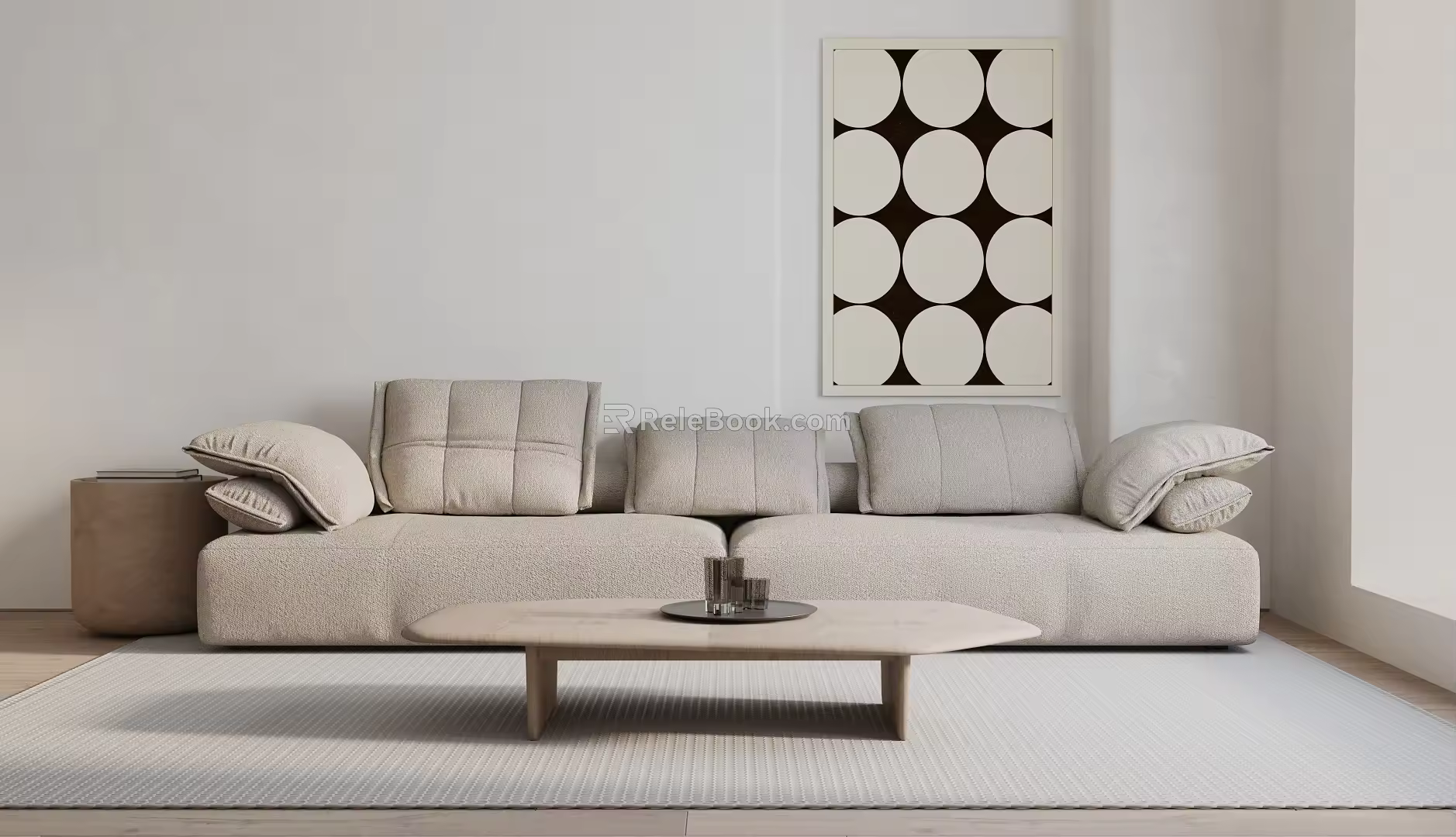 Modern double sofa combination 3d model