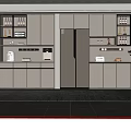 Modern Wine Cabinet Design With Glass Display Shelves And Light Colored Cabinets