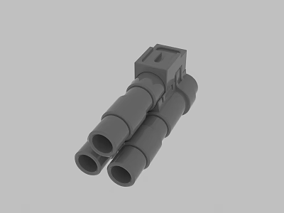 Industrial Gray Mechanical Part Featuring Three Tubular Pipes And Rectangular Base 3d model