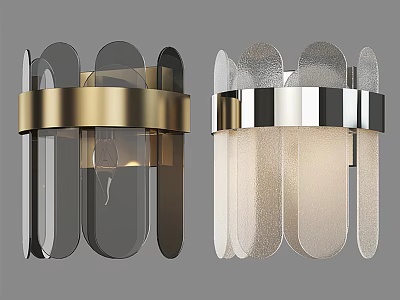 Modern Wall Lamps With Gold Silver Frames And Transparent Frosted Glass 3d model