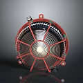 Car Radiator Fan Component With Red Circular Frame And Durable Metal Structure 3d model