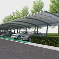 Eco friendly Parking Lot With Covered Canopy Trees Greenery And Parked Cars