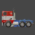 Game and Movie Character Optimus Prime Red White Truck with Autobot Logo