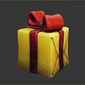 Yellow Gift Box With Red Bow And Ribbon As Daily Living Item