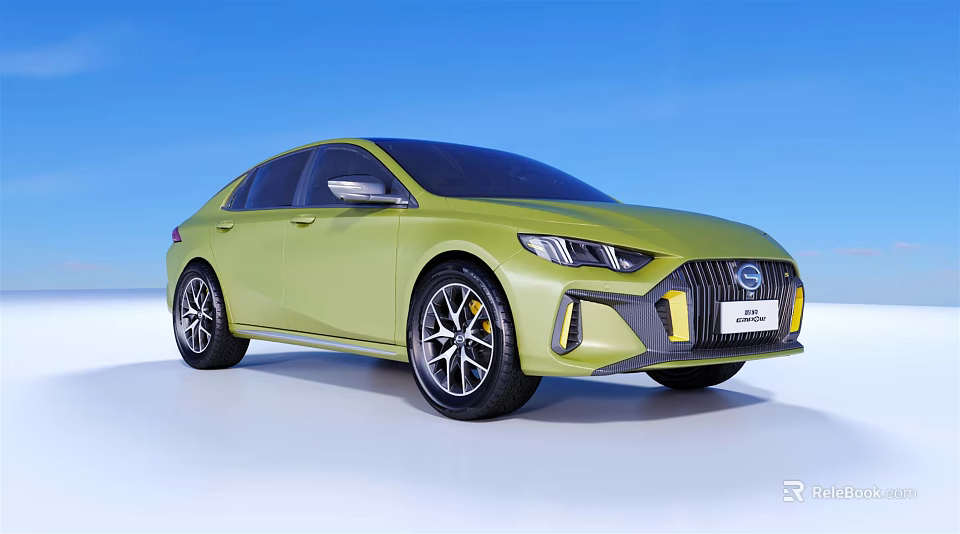 Green Modern Sedan With Sleek Body Design Sporty Front Grille Headlights And Alloy Wheels 3d model 