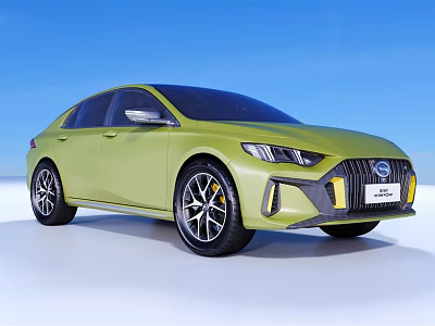 Green Modern Sedan With Sleek Body Design Sporty Front Grille Headlights And Alloy Wheels 3d model