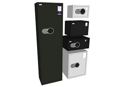 Secure Black And White Safe Boxes With Lock Mechanism Stacked Together For Security 3d model