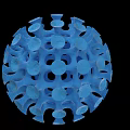 Advanced Medical Device Visualizing Red Blue Virus Structure Details on Blue Background 3d model