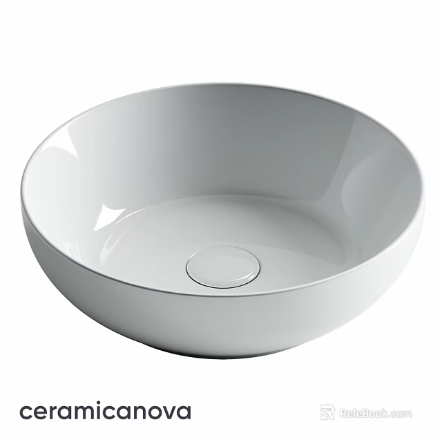 Modern White Round Countertop Wash Basin With Sleek Surface Design 3d model 