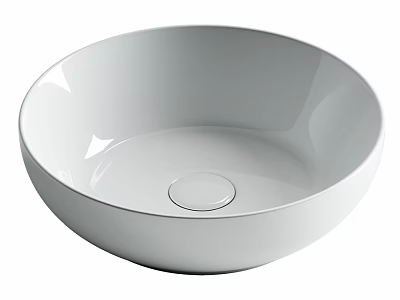 Modern White Round Countertop Wash Basin With Sleek Surface Design 3d model
