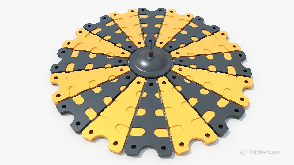 Industrial Equipment Circular Rotating Disk Structure With Yellow Black Mechanical Components 3d model 
