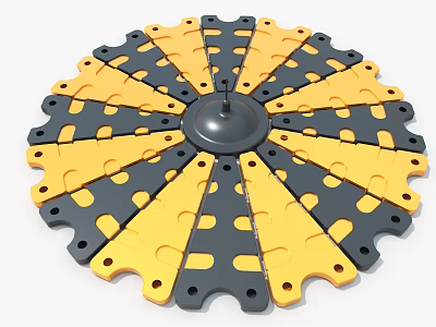 Industrial Equipment Circular Rotating Disk Structure With Yellow Black Mechanical Components 3d model