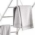 Silver Clothes Drying Rack With Gray Towels Including Large And Small Sizes 3d model