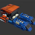 Red and Blue Utility Vehicle with Transformable Design and Multiple Components 3d model