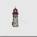 Decorative Lighthouse Furniture With Red Roof White Body Windows And Small Attached Structure