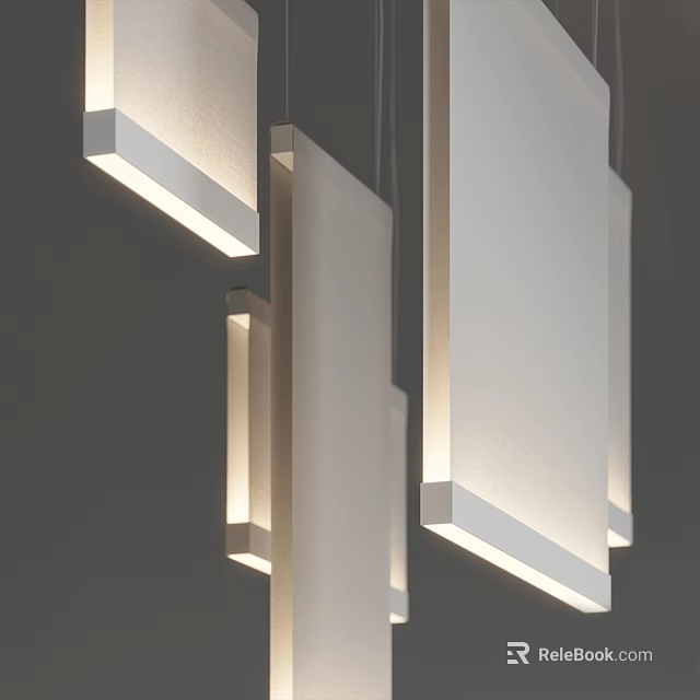 Modern Minimalist Rectangular Pendant Lights With Sleek Design And Illuminated Edges 3d model 
