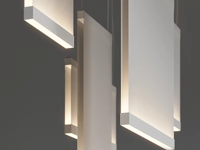 Modern Minimalist Rectangular Pendant Lights With Sleek Design And Illuminated Edges 3d model