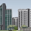 Modern High rise Residential Complex With Central Garden And Circular Plaza Layout