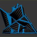 Commercial Equipment Geometric Shapes With Blue Frames And Black Carbon Fiber Texture Structured Design