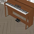 Wooden Digital Piano With White Keys And Modern Design In Living Room