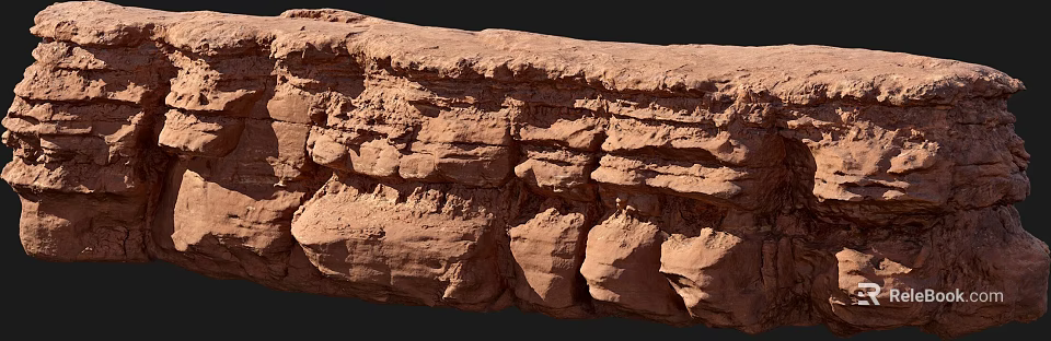 Natural Red Layered Rock Formation With Rough Textured Surface Structure Details 3d model
