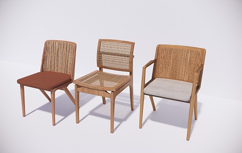 New Chinese Style Dining Chair Solid Wood Casual Dining Chair 3d model