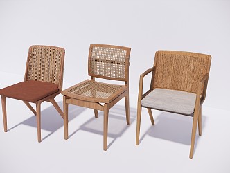 New Chinese Style Dining Chair Solid Wood Casual Dining Chair 3d model