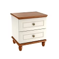 Two Drawer Nightstand With White Cabinet Wooden Top And Metal Knobs 3d model
