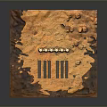 Rusty Orange Landscape Terrain With Scattered Stones And Dark Striped Patterns