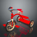 Red Children's Tricycle With Classic Design Three Wheels Handlebars And Pedals For Kids