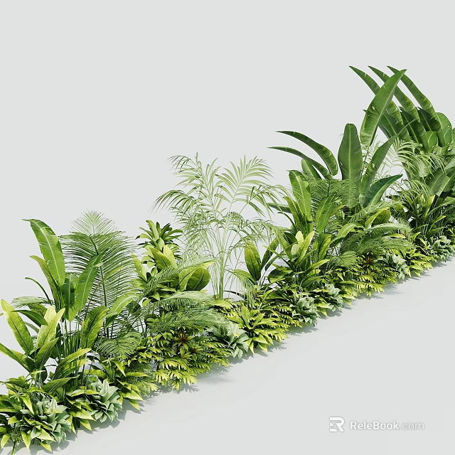 Various Hanging Basket Plants with Lush Green Leaves for Decorative Indoor Arrangement 3d model 