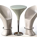 Sleek Round Bar Counter With White Modern Chairs Metal Rings And Chrome Base