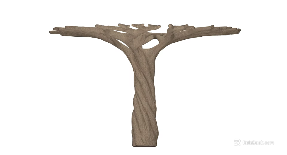 Natural Style Tree Like Column With Branch Shaped Top And Textured Trunk 3d model 
