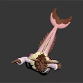 Anthropomorphic Creature Character With Fox Like Ears Pink Outfit Striped Pants And Waving Hand