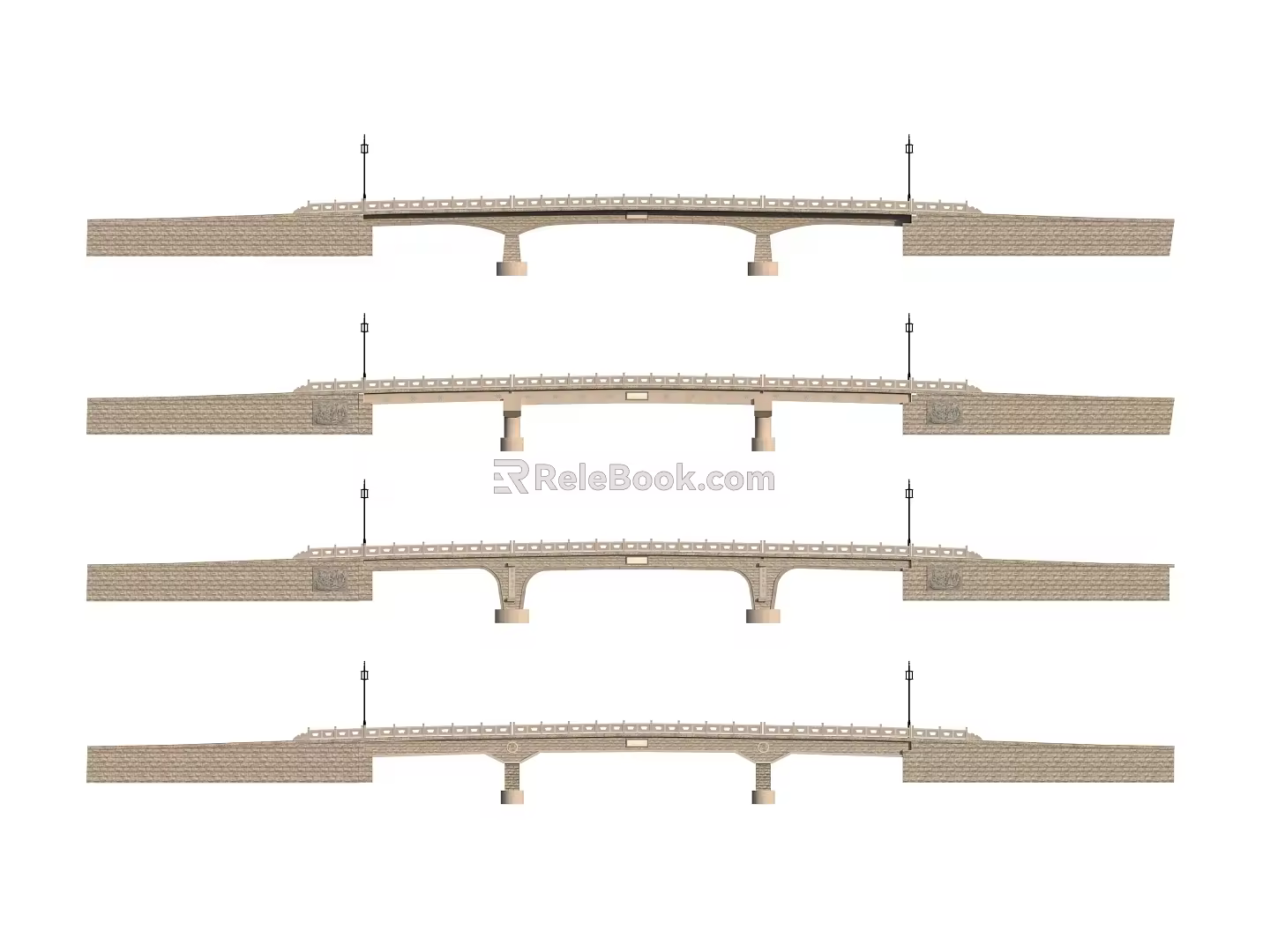 Chinese-style bridge simply supported beam Su-style bridge small bridge two-lane bridge 3d model