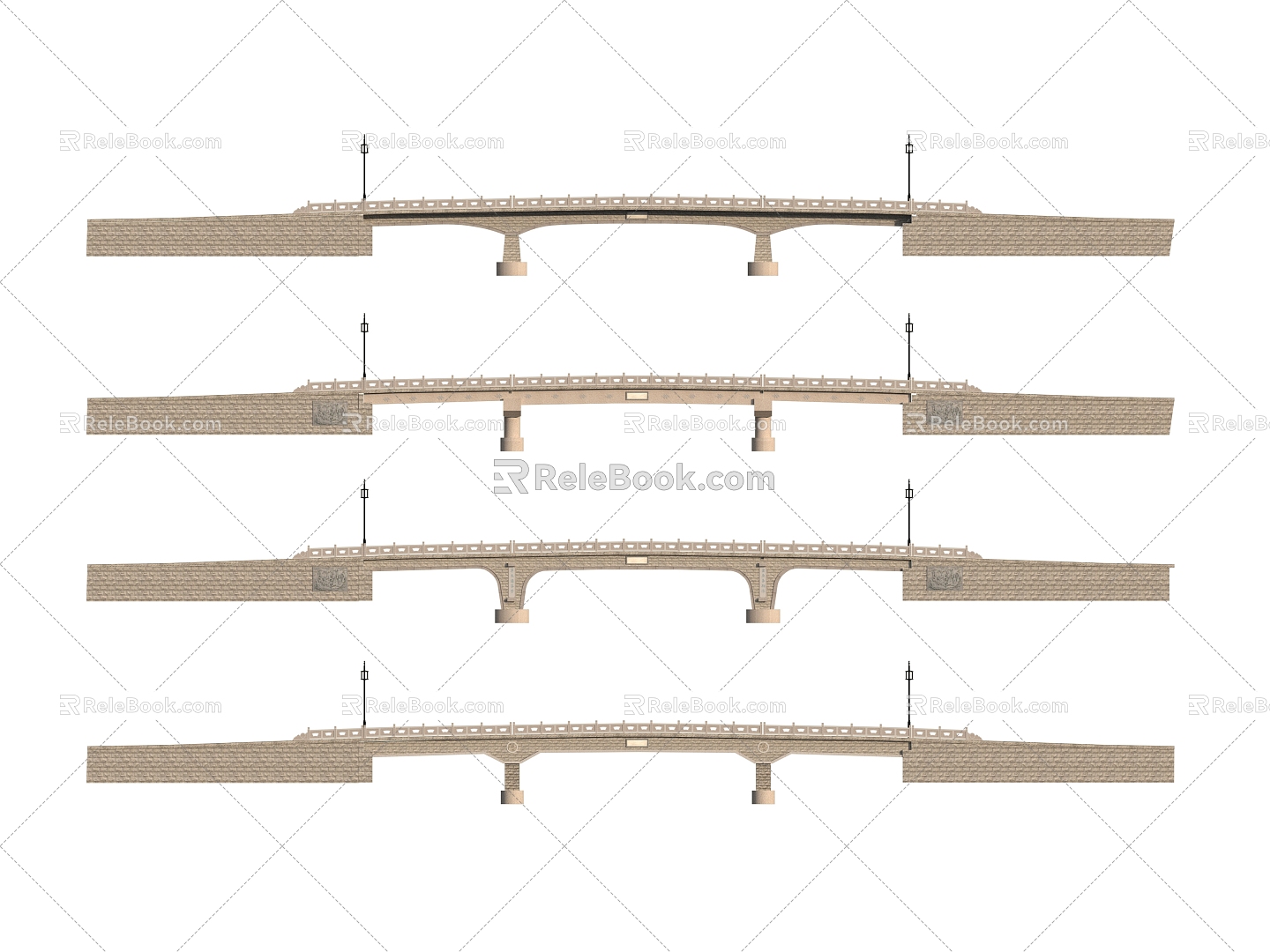 Chinese-style bridge simply supported beam Su-style bridge small bridge two-lane bridge 3d model