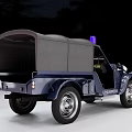 Vintage Military Jeep Classic Design With Navy Blue Body Canvas Top And Blue Emergency Light