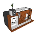 Modern Wooden Display Shelf With Multiple Tiers For Appliance Display And Potted Plant