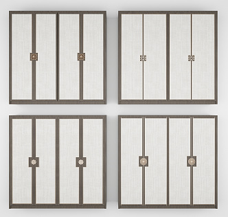 New Chinese Style Wardrobe Door Wardrobe Combination 3d model