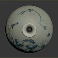 Handcrafted Ceramic Sculpture Carving With Blue Floral Patterns On White Vase